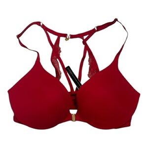 Victoria's Secret Very Sexy Uplift Plunge Padded Red Bra Size 34D